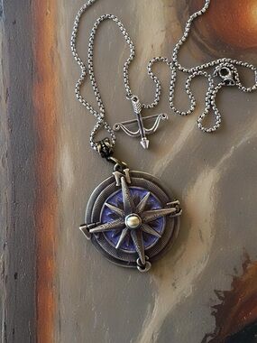 DND Compass Bow and Arrow Pendant Necklace Dungeons and Dragons Unisex